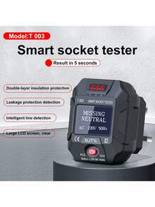 NJTY Socket Tester Voltage Test Socket Detector EU/UK/US Plug Grounding Neutral Line Plug Polarity Phase Detection Digital AC Voltage Test - View 3