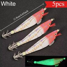 Avlcoaky 5pcs Horizontal Squid Jig Egi Set 11.8cm Luminous Wood Shrimp Fishing Lures UV Sea Cuttlefish Octopus Saltwater Shrimp Jigs - Multicolor - View 10