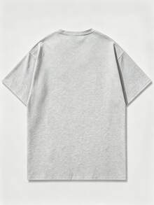 Alien UFO Double Sided Print Graphic Tee, Oversized Grunge Urban Casual Summer Outfit For Men, 4th Of July Celebration - 灰色 - 查看 4