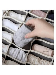 1 cái hộp chia ngăn ngăn kéo gấp gọn 24 ô bằng vải, hộp chia ngăn tủ quần áo, phù hợp đựng tất và đồ lót, khay lưu trữ tủ quần áo phòng ngủ nhỏ gọn, phong cách dễ thương, trang trí phòng ngủ, tựu trường - Nhiều màu - Xem 8