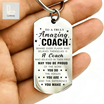 Inspirational Keychain – "To A Truly Amazing " Stainless Steel Dog Tag | Motivational Sports Jewelry For Female Coaches, Mentors | Perfect Appreciation Gift For End Of Season, Retirement, Thank You Present, Teacher's Day Or Birthday