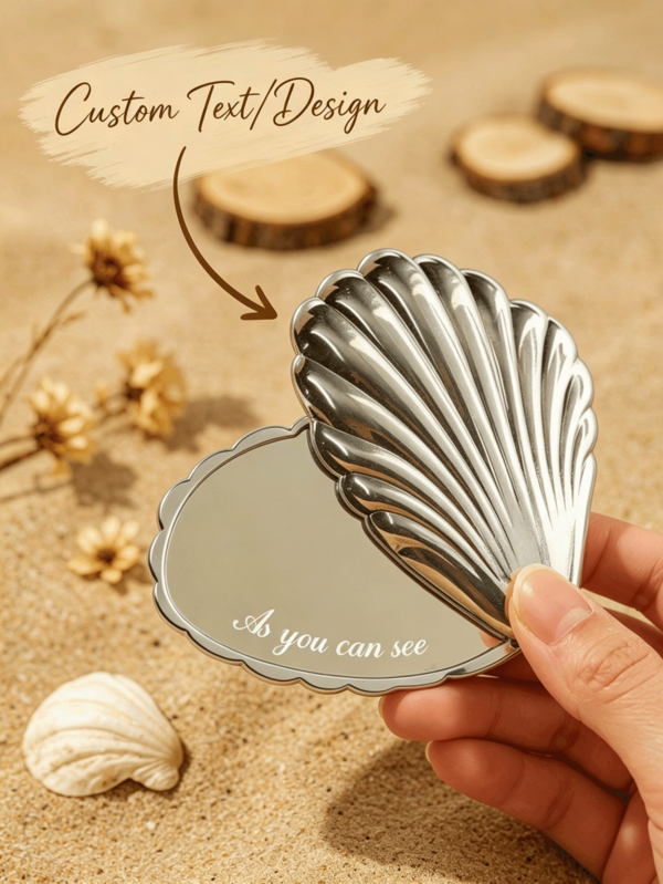 Custom Engraved Pocket Mirror, Personalized Text & Pattern, High-Gloss Stainless Steel Hand Mirror, Heart/Cloud Shape, Mother's Day Gift For Mom, Bridesmaid Gift, Wedding Favor, Birthday Gift