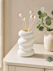 1pc Ins Cream 4-Layer Spiral Pebble Matte White Reed Diffuser Bottle, Abstract Stacked Stone Sculpture, Dual Use For Reed Sticks & Dried Florals, Soft Aroma Decor For Bedroom Nightstand Bathroom Sink Living Room Sideboard Airbnb - Four-egg Aromatherapy Bottle - View 4