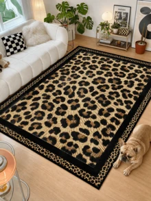 1pc Black & Brown Leopard Print Doormat, Small Rug, Welcome Mat, Carpet, Floor Mat, Outdoor Doormat, Kitchen Rug, Home Decor, Front Door Mat, Area Rug, Outdoor Mat, Home Decor, Area Carpet, Garden Carpet, Washable Rug - Multicolor 2 - View 1