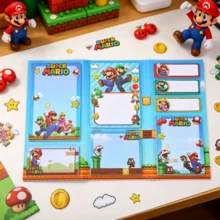Miniso 1入-160張 Super Mario 生日兒童備忘錄日記本，Super Mario 撕頁式便利貼，生日禮物，自黏式備忘錄便箋，方便使用，適用於辦公室、學校、居家留言便箋，生日禮物撕頁式便利貼，Super Mario 角色愛好者的最佳禮物 - 橘色 - 查看 7