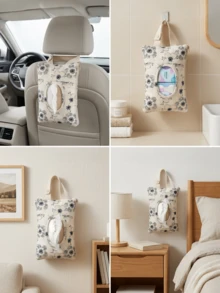 Tas Penyimpanan Tisu Gantung Bordir Elegan dan Lucu, Kotak Penyimpanan Tisu Motif Bunga dan Tanaman, Kotak Tisu, Kotak Penyimpanan Kertas Toilet Penting untuk Kamar Mandi dan Kamar Tidur, Kotak Tisu Mobil, Kotak Tisu Dekoratif - MultiWarna - View 3