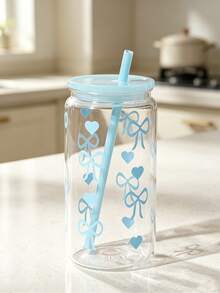 1pc Fashion 16oz Pink/Black/Blue Bow Plastic Cup With Lid And Straw, Perfect For Iced Coffee, Portable Drinks And Juices, Smoothies, Ideal Gift For Women And Sisters, Suitable For Office, Home Office, Back To School, Student Water Cup, Suitable For Summer And Winter, Birthday, Holiday And Gift, Back To School, Valentine's Day, Mother's Day, Father's Day, Kitchen Accessories - Multicolor - View 13