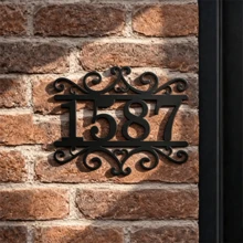 3 Sizes Available! Customized Outdoor Metal Door Number, Scroll Style Fashion Address Plate, Customized Vintage Door Number - Black - View 6
