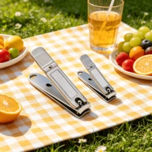 Diamond Pattern Zinc Alloy Nail Clipper, Small/Large Size Optional, Built-In Nail File | Precision Cast Embossed Pattern + Quenched Process For Long-Lasting Sharpness | 1pc Or 2pcs Fashionable Manicure & Pedicure Tool - Patterned Nail Clippers - View 2
