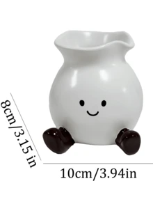 1pc Nordic Style Cute Smiling Face Resin Vase With Feet - Entryway And Bookshelf Decor, Soft Home Accent | Home Decor, Room Decor, Bohemian Style Decor, Desktop Decor, Cute Collectible, Unique Gift - New Model - View 3