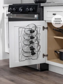 Cabinet Door Or Storage Wall Pot Lid Organizer - Pot And Lid Storage Rack - Glass And Metal Pot Lid Organizer, Kitchen Cabinet Storage Solution - Multicolor - View 5