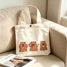 1pc Capybara Large Capacity Tote Bag, Suitable For Commuting, Travel, Shopping And Student Back To School Essentials - Multicolor - View 1