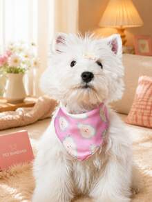 1pc Pet Bandana Soft Fabric Dog Scarf Daily Home Walking Birthday Holiday Decoration Triangle Kerchief - Multicolor - View 1