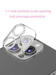 1件裝亮晶晶水晶鏡頭保護膜，相容 iPhone 17 16 15 14 13 12 11 Pro Max，全方位智慧型手機鏡頭保護框，生日禮物，適合家人朋友，防水、防震、防刮、防指紋 - 銀色 - 查看 10