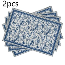 Rectangular Polyester Placemat, Blue And White Chinese Peony Floral And Blue Border Print, Waterproof Heat-Resistant Washable Table Decor Mat, Suitable For Table Decoration And Heat Insulation - Multicolor - View 20