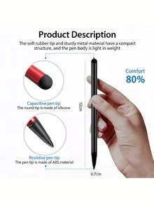 Stylus Pen 2-in-1 Sensitivitas Tinggi, Pena Sentuh Fungsi Ganda, Kompatibel dengan iPad/ Mini/ Pro/ Air/ Smartphone/ Galaxy/ Semua Perangkat Layar Sentuh Universal - MultiWarna - View 2