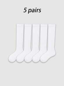 1 par/5 pares de calcetines holgados de unicolor - Blanco - Ver 5