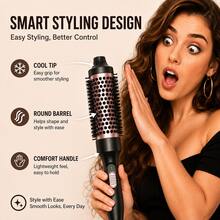 3-In-1 Electric Hair Styling Brush, Straightener, Curler And Volumizing Round Brush, Convenient Styling Tool For Smooth And Bouncy Hairstyles, Essential For Women's Travel - Black - View 9