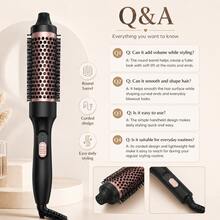 2-In-1 Heated Round Brush Curling Iron, 1.5 Inch Hot Comb, 30s Fast Heating, Volumizing Hair Styling Brush, Create Smooth Blowout Look, Root Lift, Natural Curls, Frizz Control, Women's Hair Styling Tool - Black - View 8