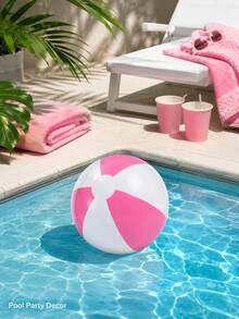 1pc Pink & White Inflatable Beach Ball, 40cm Before Inflation, 30cm After Inflation, Macaron Color Summer Beach Party Favor, Pool Party Decoration, Birthday Party Decor, Bachelorette Party Picnic Outdoor Water Play Accessory - Pink and White Inflatable Beach Balls - View 9