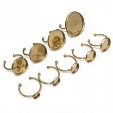 10pcs Stainless Steel Gold Color Adjustable Ring Settings Fit 6-25mm Glass Cabochon Blank Base Tray DIY Jewelry Making Accessories - Ring Blank Base - View 4