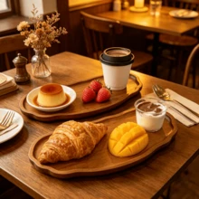 The Food Tray Made Of Moist Logs Is Suitable For Holding Sushi, Snacks, Fruits, Refreshments And Other Delicacies. Its Appearance Is Simple And Attractive, Creating A Natural Healing Dining Atmosphere, And Making Every Dish More Exquisite. - Maroon - View 4