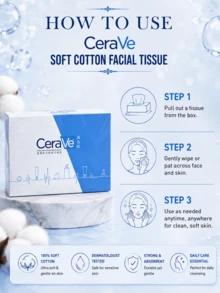 CeraVe 適樂膚綿柔巾(30張),3pcs，純棉乾紙巾,乾濕兩用,日常及卸妝護理,超柔軟質地，適合敏感/脆弱肌膚 - 棉柔巾-Set-3pcs - 查看 10