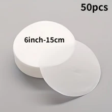 50片圓形蛋糕模具脫模襯紙，吸油烹飪紙，不沾矽膠烘焙墊紙，適用於居家與BBQ氣炸鍋廚房，氣炸鍋襯紙，開學季 - 白色 - 查看 15