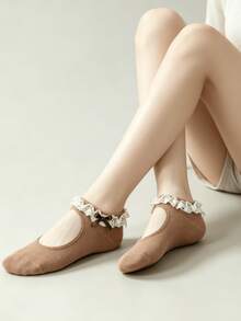 1/5 Pairs Summer Sweet Versatile Lace Trim Bow Boat Socks (Socks Without Board) - Multicolor - View 5