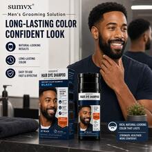 Men's Instant Black Beard Dye Shampoo - 5 Min Fast Acting, Keratin Power Complex, Covers Gray, Natural Look, Long Lasting - Black - View 3