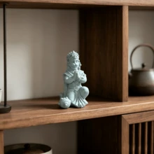 青銅色哈奴曼神像雕像，樹脂材質，居家裝飾，客廳辦公室裝飾，桌面擺飾，汽車裝飾 - 砂岩猴神 - 查看 2