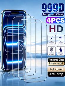 4片裝 HD 鋼化玻璃螢幕保護貼，適用於 iPhone 17 Air 16 15 14 13 12 11 X/XS Pro Max 系列 - 無色 - 查看 26