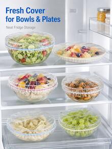 300PCS Disposable Elastic Bowl Covers, Stretch Food Covers For Plates, Bowls, Fruits, Salads And Leftovers, Clear Plastic Wrap Covers, Kitchen Storage Covers, Food Packaging Covers For Home, Picnic, Party And Daily Use - View 3