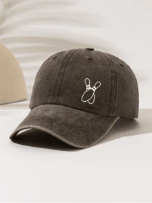 1pc Fashionable Minimalist Washed Baseball Cap With "Bowling Ball" Print Pattern, Gift For Family And Friends, Essential Fashion Item For Men And Women Suitable For Outdoor Sports - Washed Cap - View 14