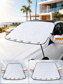 Pare-soleil de pare-brise avant de voiture, pare-soleil de pare-brise extérieur avec protection UV, rideau de soleil isolant thermique, couverture magnétique contre la neige, le givre et la glace, couverture de rétroviseur, imperméable et pliable toutes saisons, convient aux SUV et berlines, accessoires extérieurs de voiture - A - Voir 1