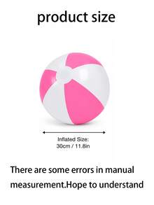 1pc Pink & White Inflatable Beach Ball, 40cm Before Inflation, 30cm After Inflation, Macaron Color Summer Beach Party Favor, Pool Party Decoration, Birthday Party Decor, Bachelorette Party Picnic Outdoor Water Play Accessory - Pink and White Inflatable Beach Balls - View 7