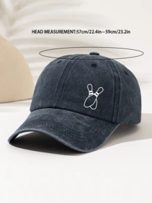 1pc Fashionable Minimalist Washed Baseball Cap With "Bowling Ball" Print Pattern, Gift For Family And Friends, Essential Fashion Item For Men And Women Suitable For Outdoor Sports - Washed Cap - View 5