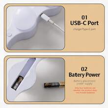 1入 LED柔光梳妝鏡補光燈，吸盤式壁掛化妝燈，Type-C線與電池雙電源供電，單鍵控制，免鑽孔可拆卸浴室鏡燈，專為梳妝台化妝照明設計，不含電池 - 多色 - 查看 6
