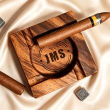Custom Engraved Cigar Ashtray - Walnut Wood Ashtray, Perfect For Graduation Party - Ideal Gift For Husband And Groomsman - Essential For Cigar Enthusiasts - one-size - View 3