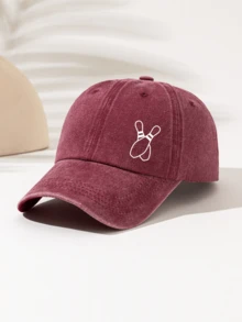 1pc Fashionable Minimalist Washed Baseball Cap With "Bowling Ball" Print Pattern, Gift For Family And Friends, Essential Fashion Item For Men And Women Suitable For Outdoor Sports - Washed Cap - View 13