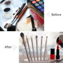 1 Set Plastic Pen Holder, 6-Slot Pen Display Rack . Eyebrow Pencil Holder . Makeup Brush Holder . Storage Rack, Suitable For Home Office And Store Use, Desktop Display Rack, Office Desk Accessories, Office Supplies - Multicolor - View 5