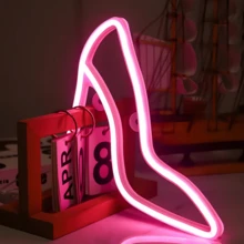 1pc Valentine's Day Gift, Pink High Heel Neon Light Sign, Light Up Your Romantic Night, USB Or Battery Powered, LED Commercial Sign, Suitable For Store, Shoe Shop, Room, Club, Party Decoration - White - View 6