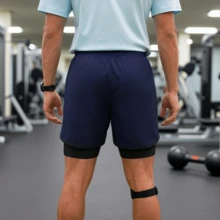 Letter Printed Athletic Shorts For Men, 1pc Quick-Dry 3-Inch Shorts With Inner Lining, Elastic Casual Sports Running Pants Summer - Blue - View 2