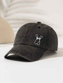 1pc Fashionable Minimalist Washed Baseball Cap With "Bowling Ball" Print Pattern, Gift For Family And Friends, Essential Fashion Item For Men And Women Suitable For Outdoor Sports - Washed Cap - View 16