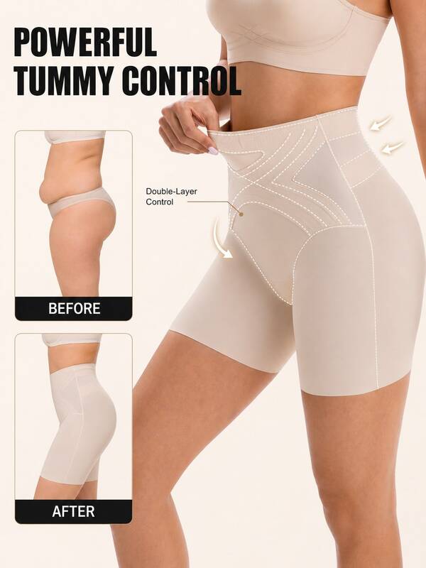 Seamless High Waist Tummy Control Shaping Shorts Safety Pants No-Show Panties Curve Shaping Boxer Briefs