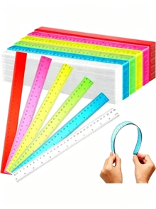 6/12/18 pezzi Righelli in plastica da 12 pollici - Righelli flessibili trasparenti multicolore con marcature in centimetri e pollici, adatti per aula, ufficio, regali per insegnanti e studenti per il ritorno a scuola - Righello colorato - Visualizzare 1