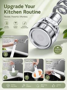 Kitchen Faucet Spray Head Accessory, Flexible Extendable Sink Extender, Pull-Out Sink Nozzle, 3-Mode Water Flow Faucet Spray Head, Suitable For Dishwashing, Vegetable Cleaning, Sink Cleaning; Suitable For Home Cooks, Apartment Renters; Suitable For Housewarming, New Year, Thanksgiving, Christmas And Mother's Day Gifts - Pull-out Three-speed Faucet Extender - View 2