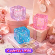 1/3pcs Squeeze Cube Toys, Sensory Toys, Squeeze Toys, Filled With Star-Shaped Glitter, Designed To Relieve Anxiety And Stress; Perfect As Birthday Gifts, Party Favors Or Classroom Rewards. - Multicolor - View 4