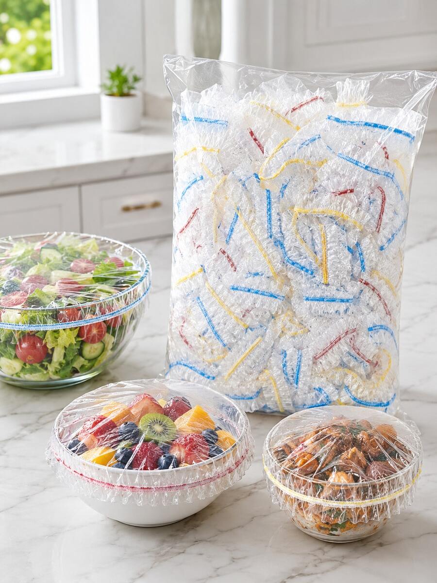300PCS Disposable Elastic Bowl Covers, Stretch Food Covers For Plates, Bowls, Fruits, Salads And Leftovers, Clear Plastic Wrap Covers, Kitchen Storage Covers, Food Packaging Covers For Home, Picnic, Party And Daily Use - View 1