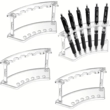 1 Set Plastic Pen Holder, 6-Slot Pen Display Rack . Eyebrow Pencil Holder . Makeup Brush Holder . Storage Rack, Suitable For Home Office And Store Use, Desktop Display Rack, Office Desk Accessories, Office Supplies - Multicolor - View 1